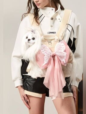 FCT Dog Backpack Carrier Spine-Friendly Pet Travel Bag Dogs size M 9-18 lb White